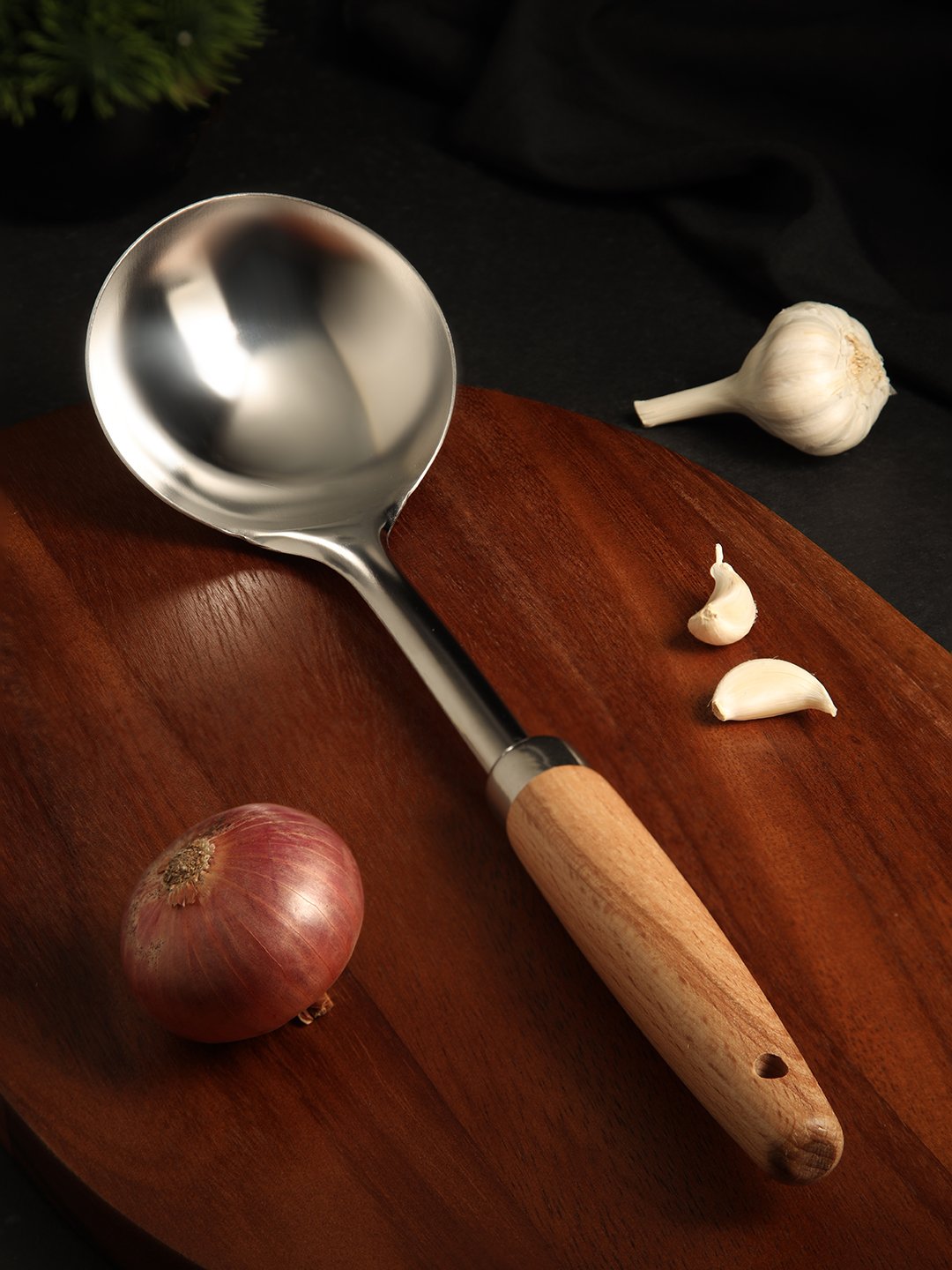 NATURALLYOURS 430 SS Wok Ladle 1Pcs, L 31 × 9 cm