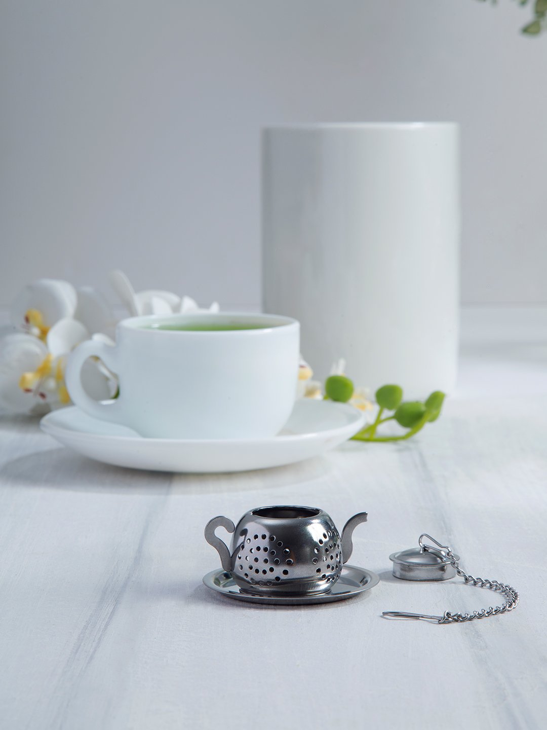 NATURALLYOURS TeaNest Mini Infuser with Drip Tray 1 Pcs, Dia 5.5 × H 3.5 cm