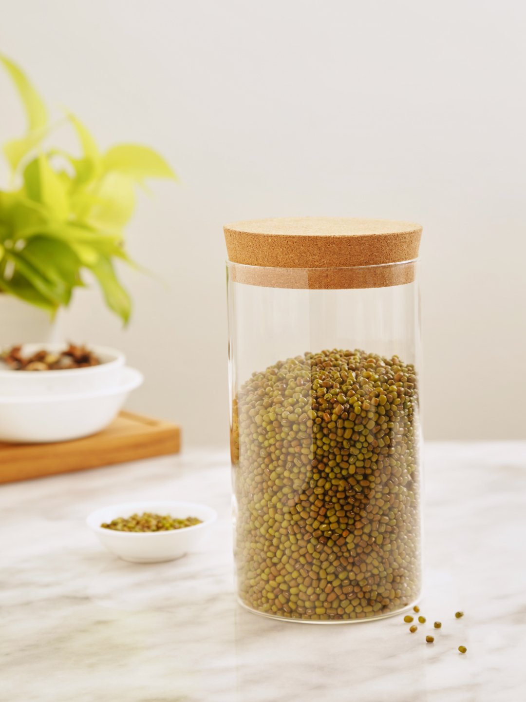 NATURALLYOURS Borosilicate Glass Storage Jar with Cork Stopper 1Pcs, 1250ml