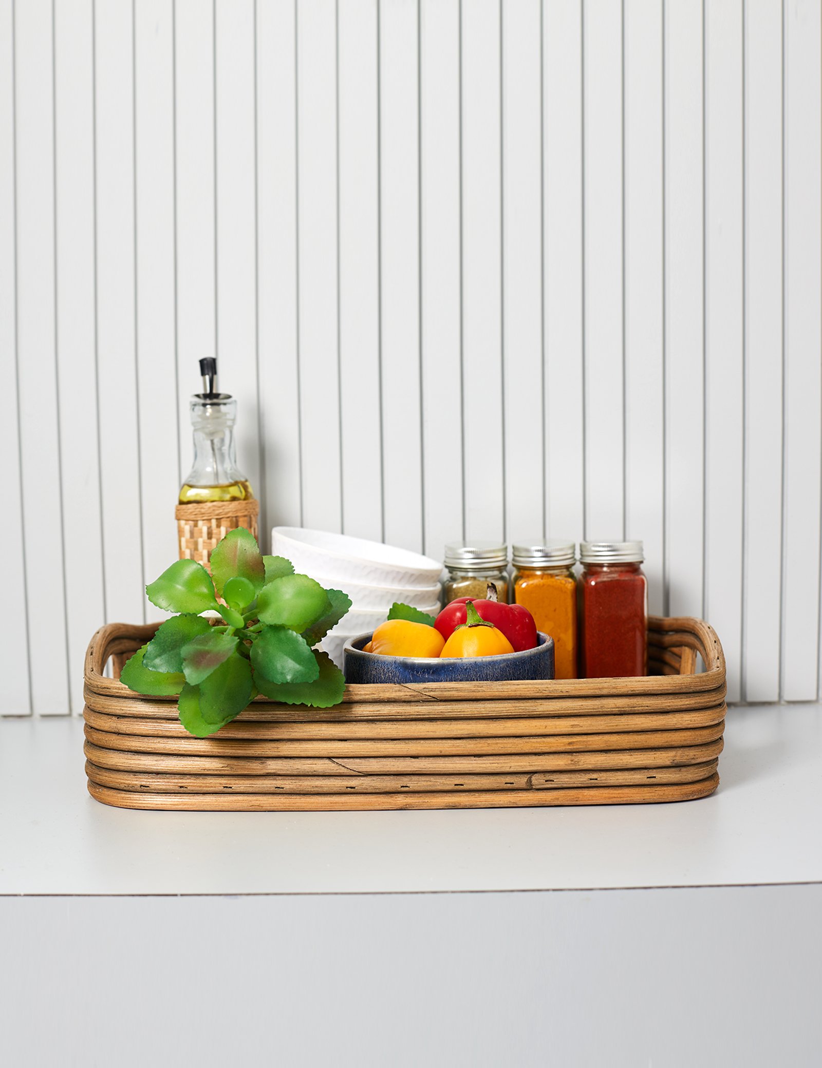 NATURALLYOURS Stonebrook Rattan Tray with inside Handle 1Pcs, – Small, L36×W25×H7/8 cm