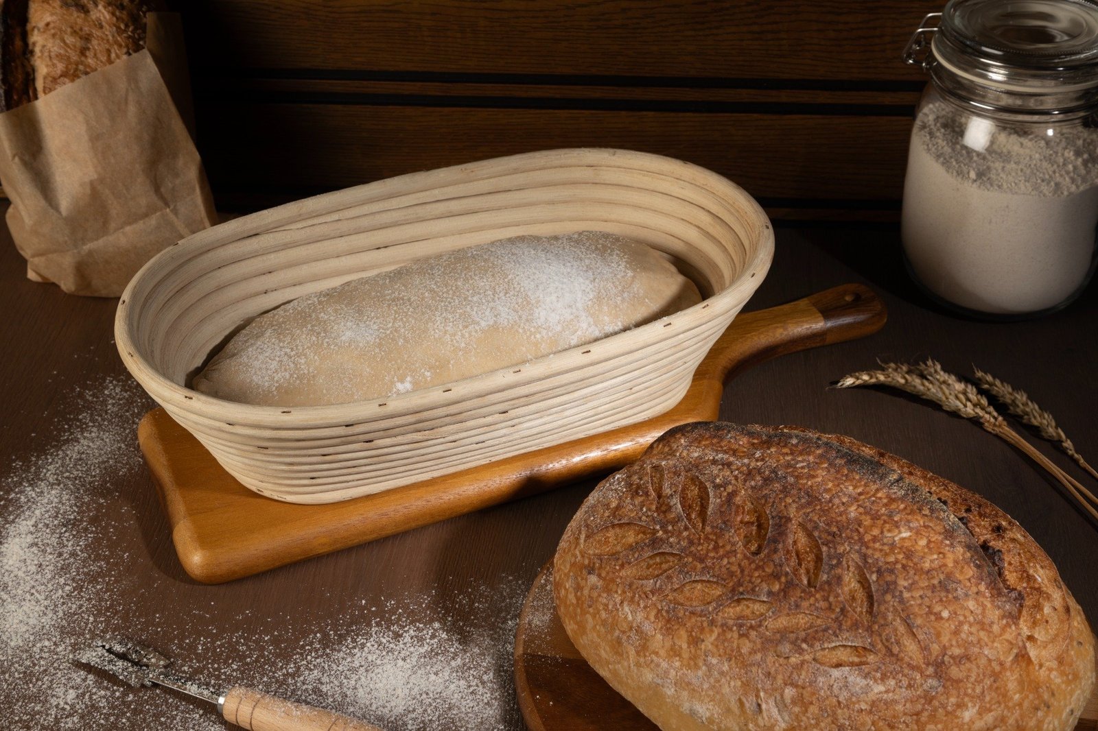 NATURALLYOURS Oval Rattan Bread Proofing Basket (Banneton) 1Pcs, L 31.5 × W 17 × H 8 cm (12.4 × 6.7 × 3.1 inch)