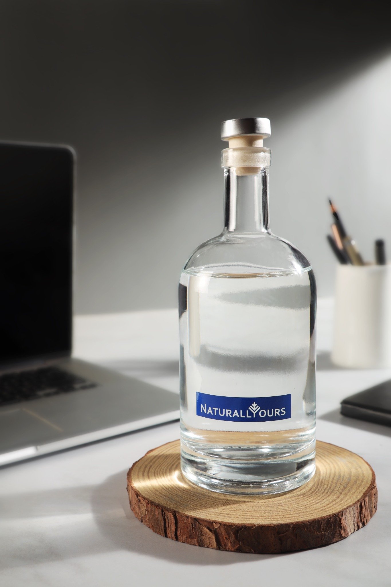 NATURALLYOURS 500 ml Aqua Glass Bottle with Cork Lid 1Pcs