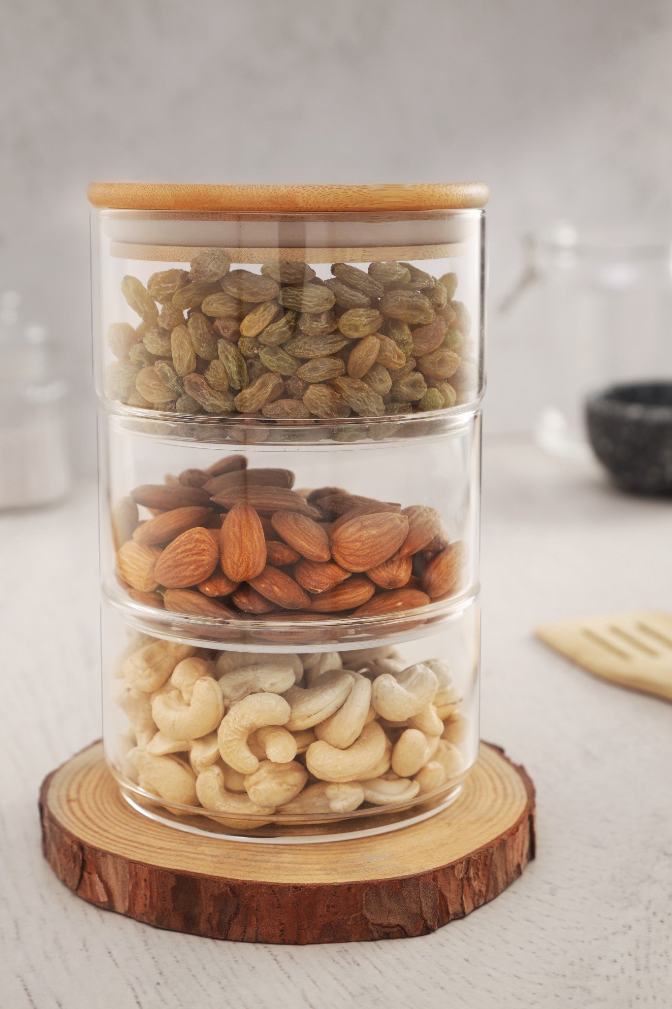 NATURALLYOURS 3-Tier Glass Storage Jar Set 500 ml