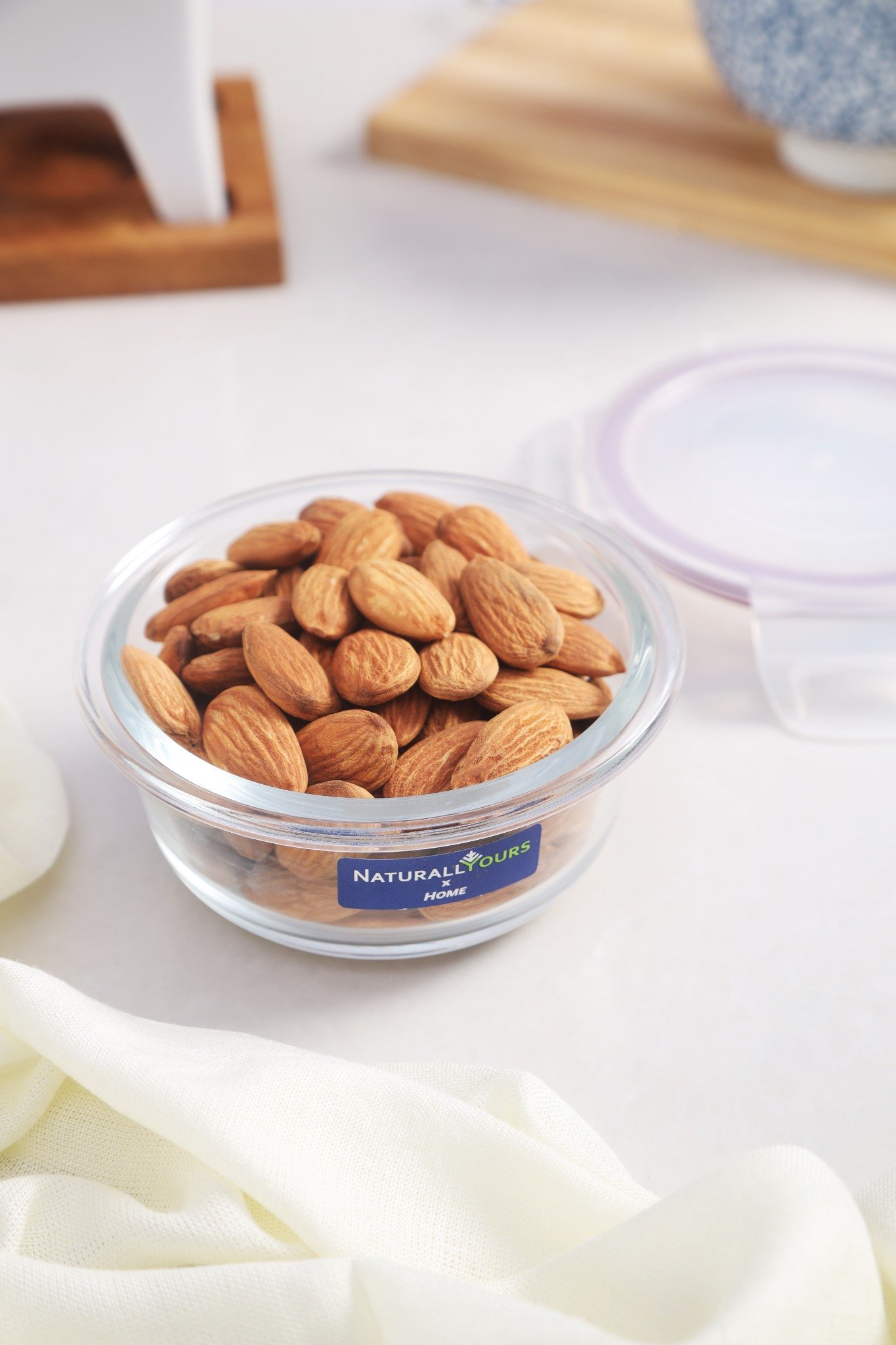 NATURALLYOURS 210 ml Round Glass Storage Container with Flat PP Lid 1Pcs