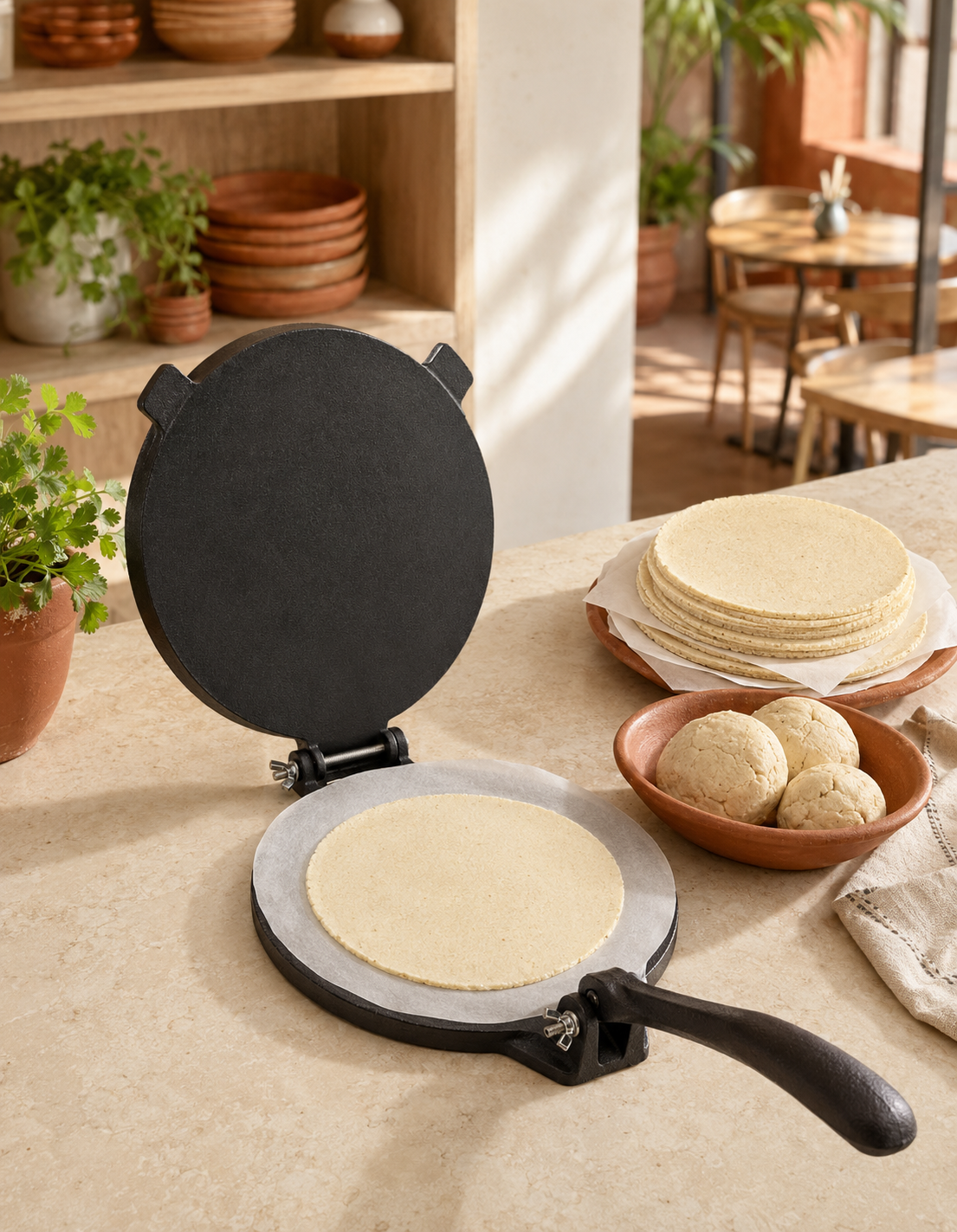 NATURALLYOURS Cast Iron Tortilla Press 1 Pcs, Dia 20 cm