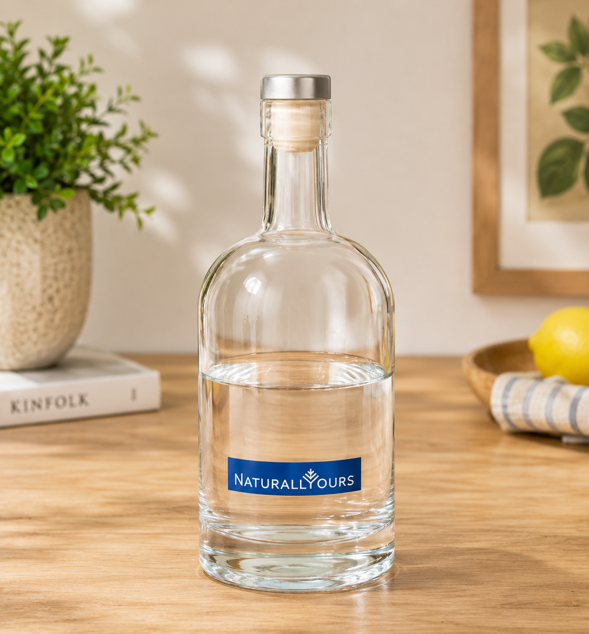 NATURALLYOURS 500 ml Aqua Glass Bottle with Cork Lid 1Pcs