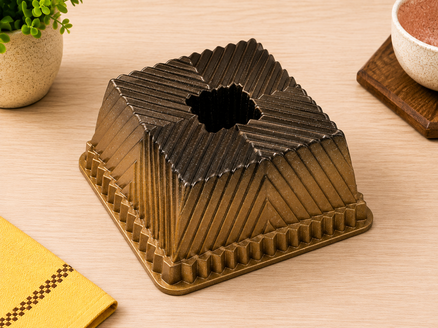 NATURALLYOURS Heavy Cast Aluminium Square Bundt Metal Pan , 1 Pc