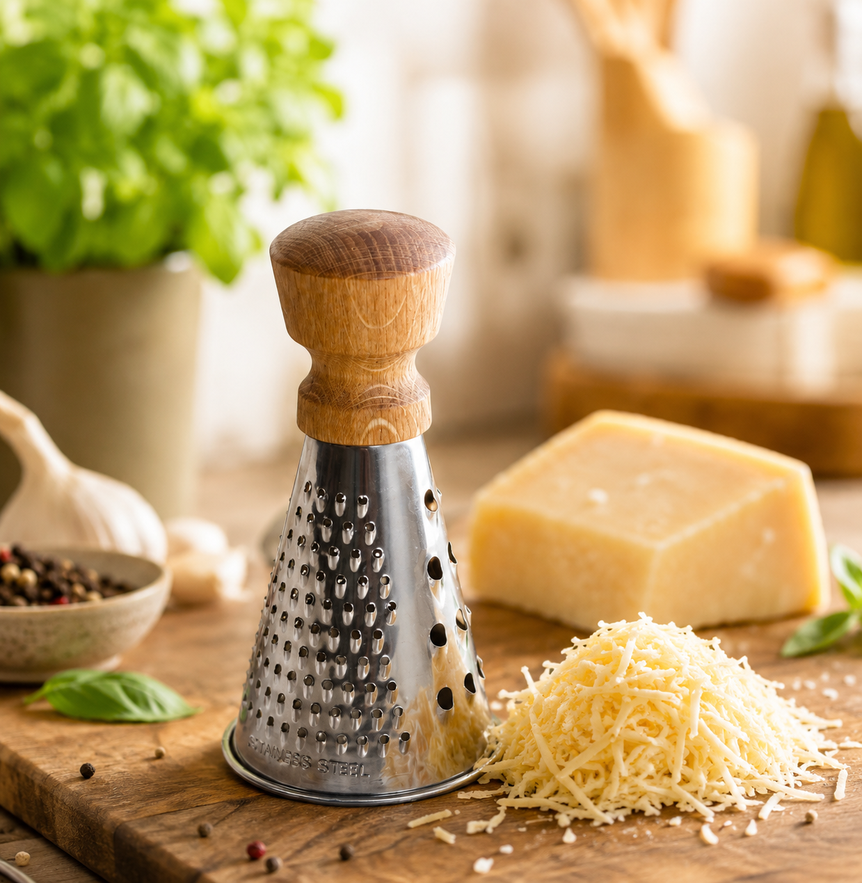 BOSKA Serveware Table Grater Mini Oak – Stainless Steel Cheese Grater, 1 Pc